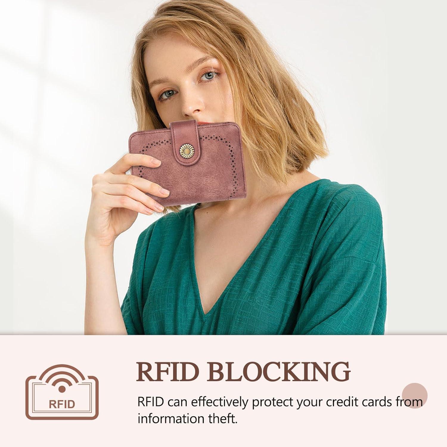 Große Damen Geldbörse Vintage Leder RFID Schutz mehrere Fächer