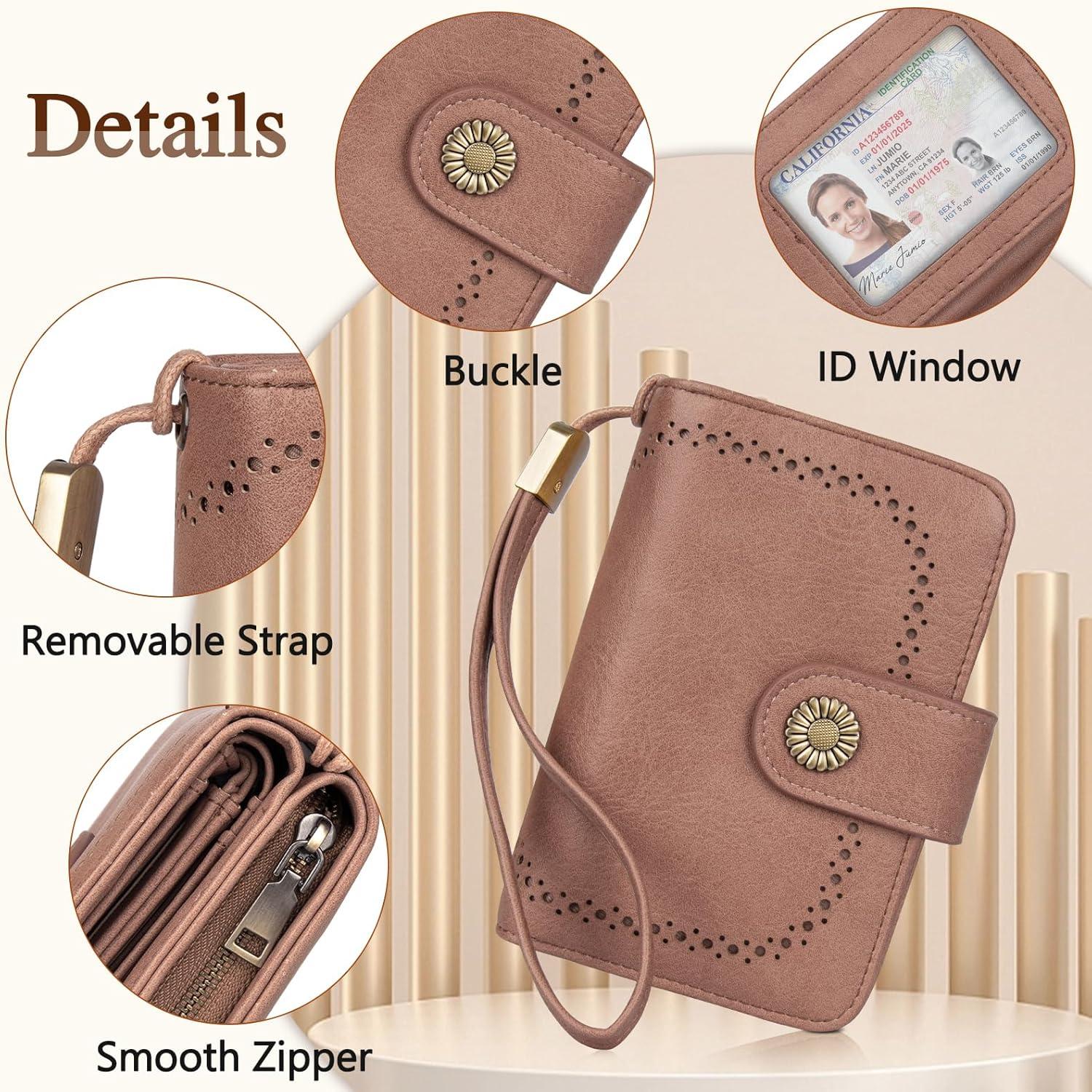 TEUEN Damen Geldbeutel Große Kapazität Vintage Leder Brieftasche RFID Schutz