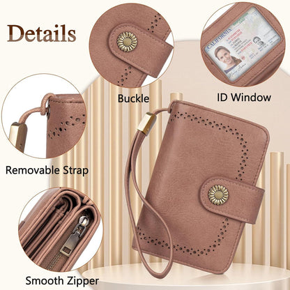 TEUEN Damen Geldbeutel Große Kapazität Vintage Leder Brieftasche RFID Schutz