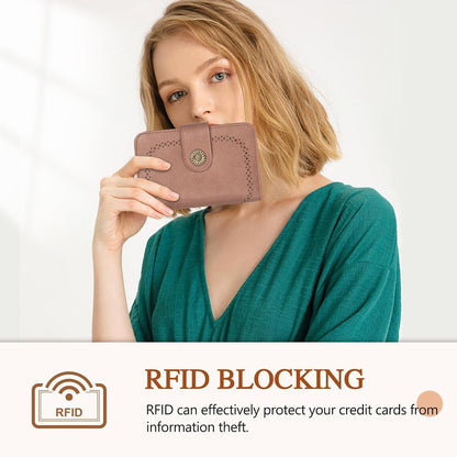 Geldbörse Damen Große Kapazität Vintage PU Leder Brieftasche RFID