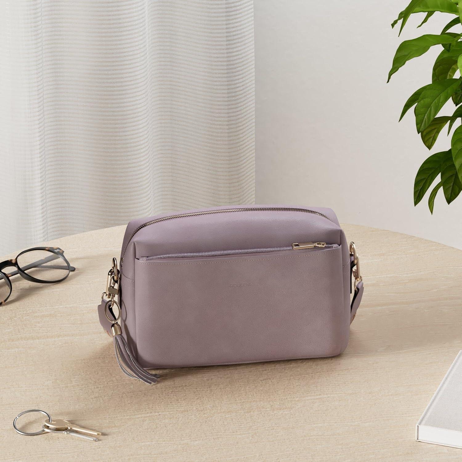 Damen Umhängetasche Veganem Leder Crossbody Breiter Riemen