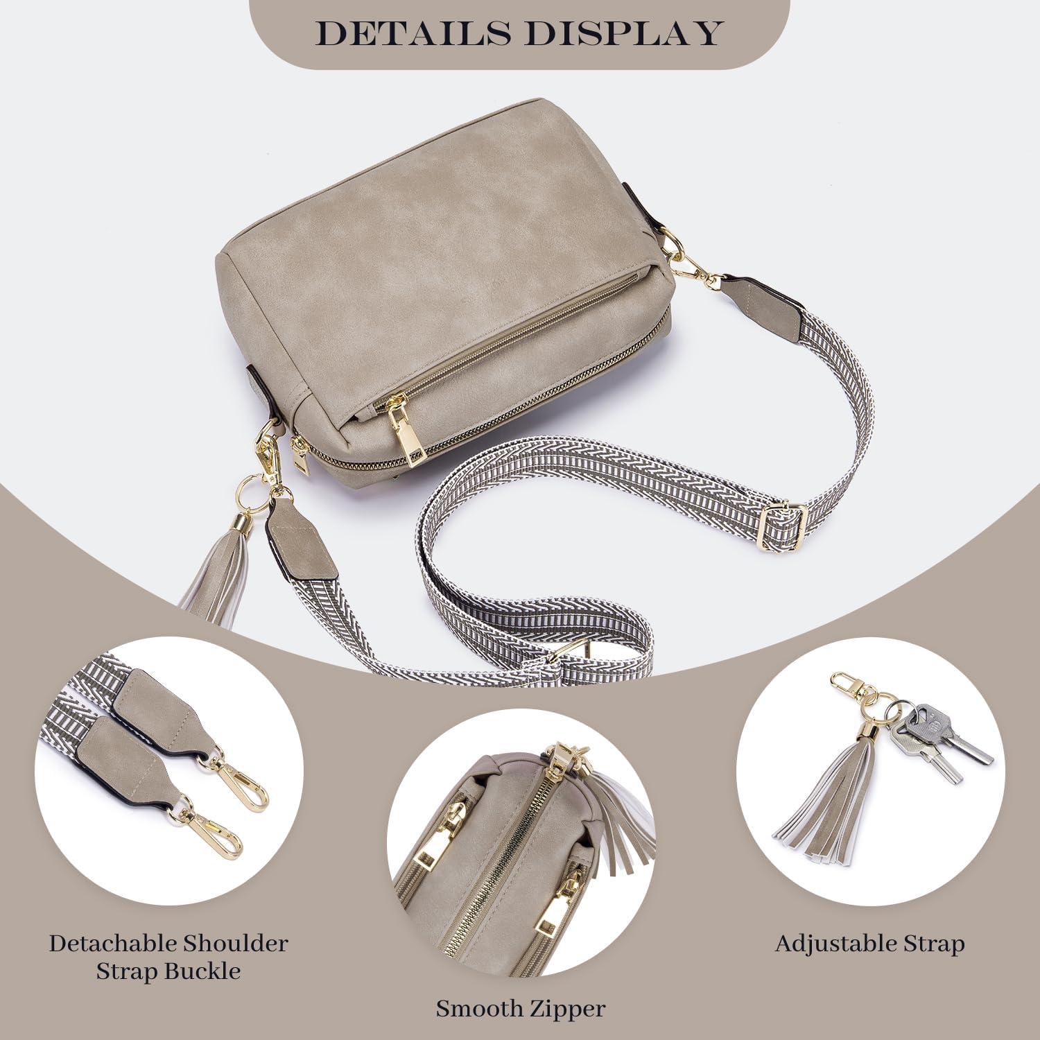 Roulens Damen Umhängetasche Veganem Leder Crossbody C-reisgrau