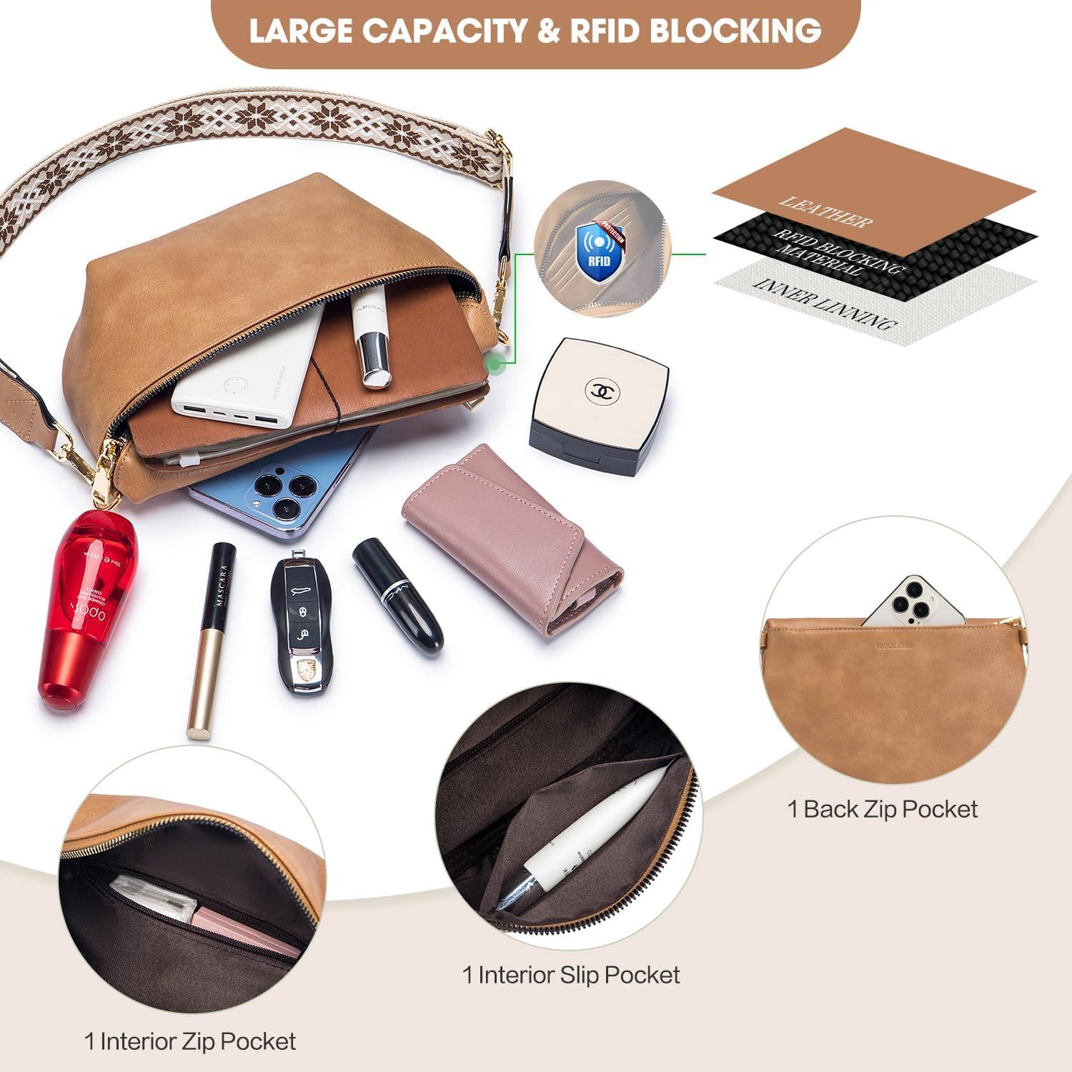 Kleine Damen Umhängetasche RFID Blockierung Leder Crossbody