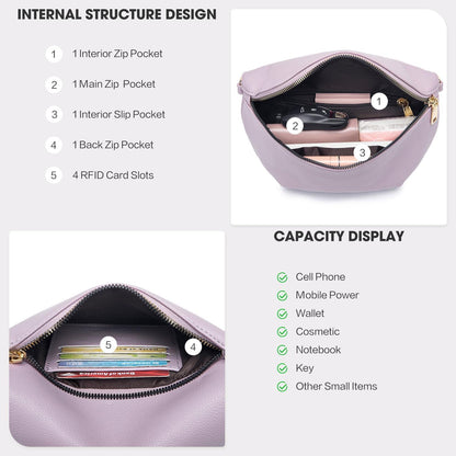 Kleine Damen Umhängetasche Veganes PU Leder RFID Blockierung Crossbody Brusttasche