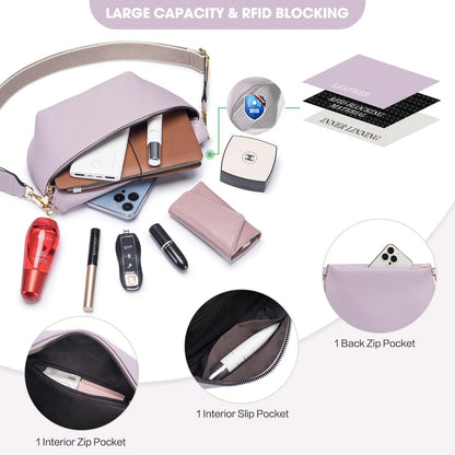 Damen Umhängetasche RFID Blockierung Veganes Leder Crossbody Tasche