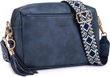 Damen Handy Umhängetasche Veganem Leder Schultertasche Blau