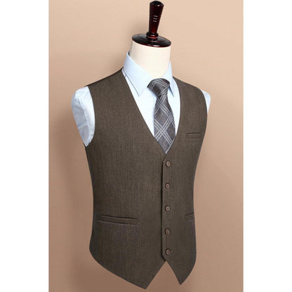 Herren Anzugweste Baumwolle V-Ausschnitt Elegant Braun XS-4XL