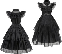 YIMOJOY Wednesday Kostüm Mädchen Schwarzes Deluxe Kleid Set