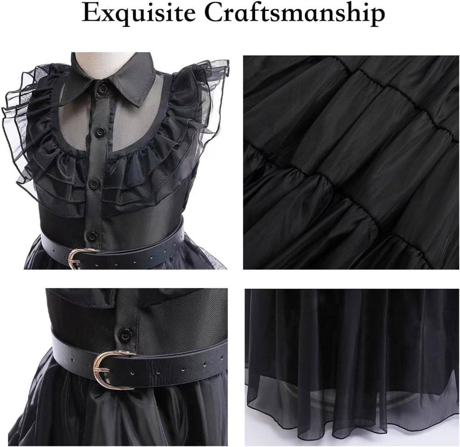 YIMOJOY Schwarzes Wednesday Kostüm Mädchen 6 Stück Deluxe Set