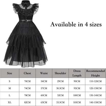 YIMOJOY Wednesday Kostüm Mädchen Deluxe Schwarzes Kleid Halloween