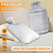 NOVATREK Wärmflasche 2L mit Känguru Plüschbezug - Grau