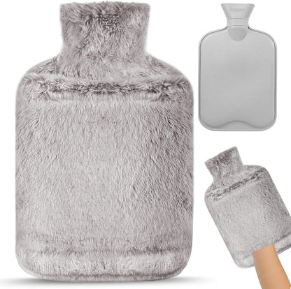 Wärmflasche mit Plüschbezug 2L Groß Braun