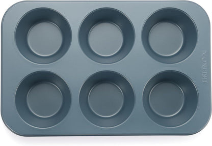 Jumbo Muffinform Karbonstahl Antihaftbeschichtung Haze Blue