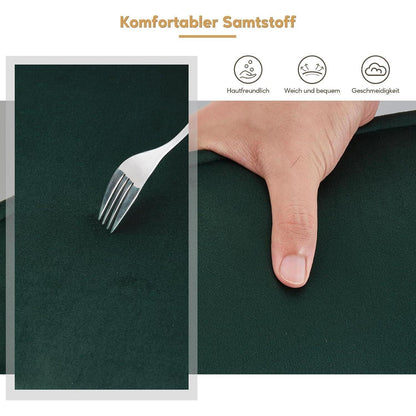 Samt Esszimmerstühle 2er-Set mit Armlehnen & Kissen, Grün
