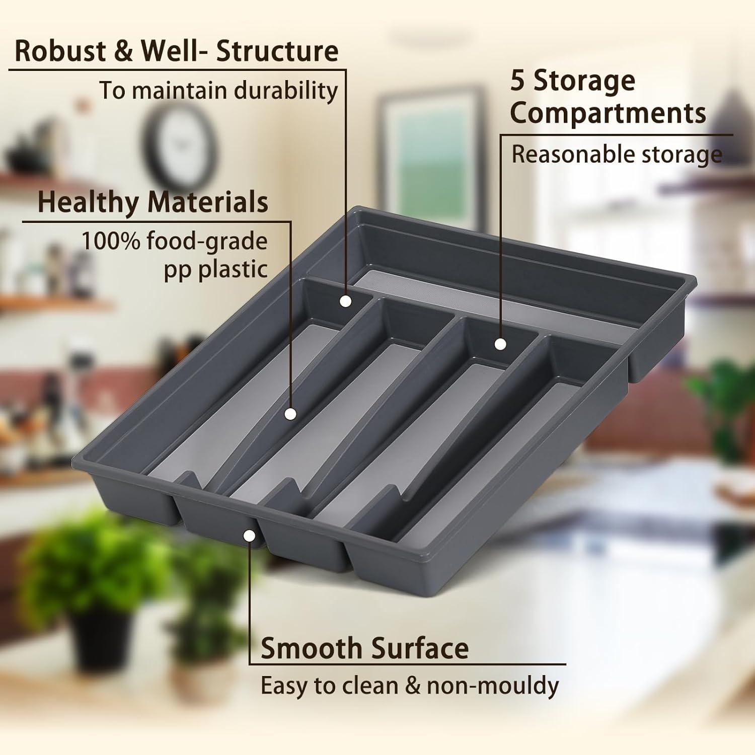 Kunststoff Besteckkasten für Schubladen Organizer 5 Fächer 33 x 28 x