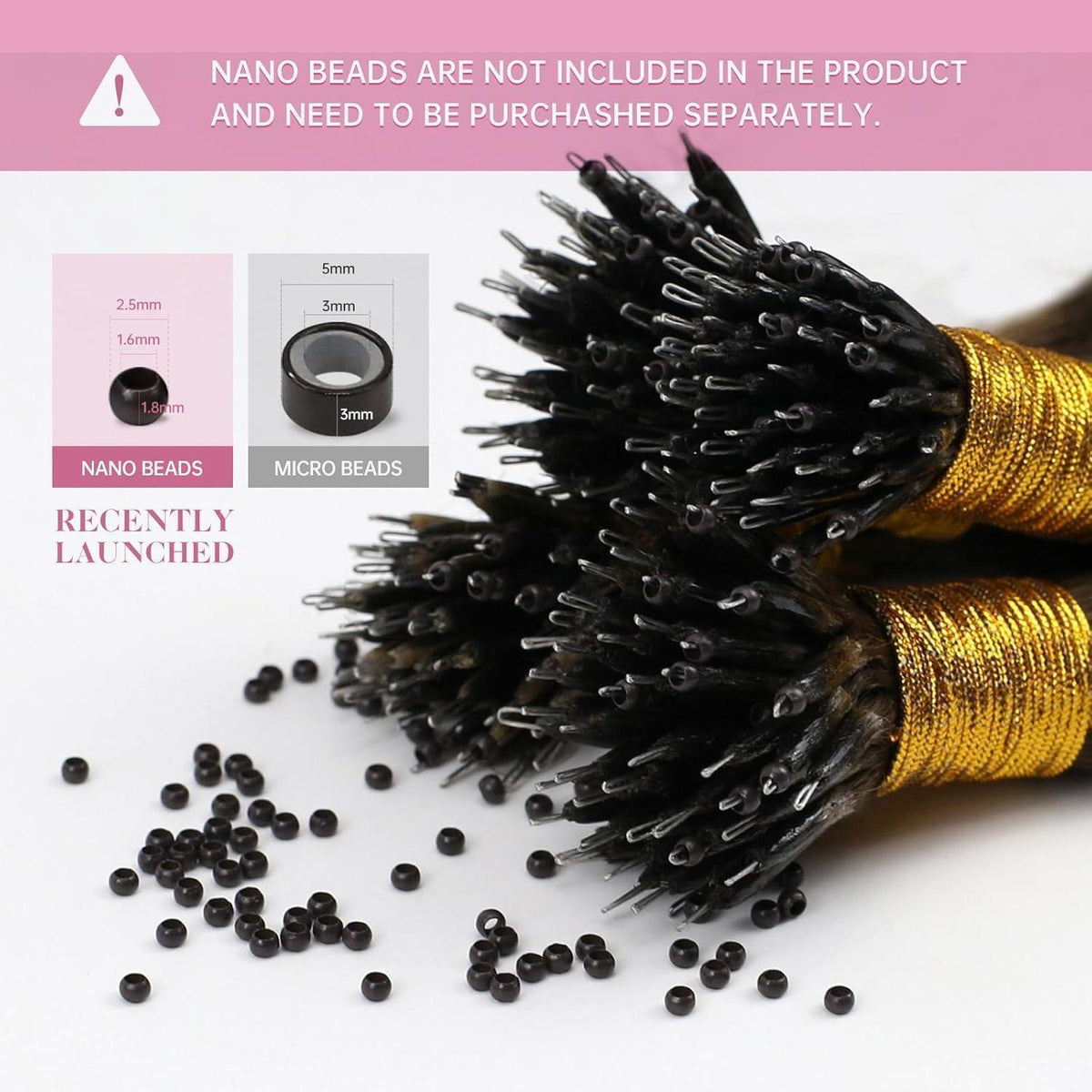 Echthaar Nanoring Extensions Ombre Braun 45cm