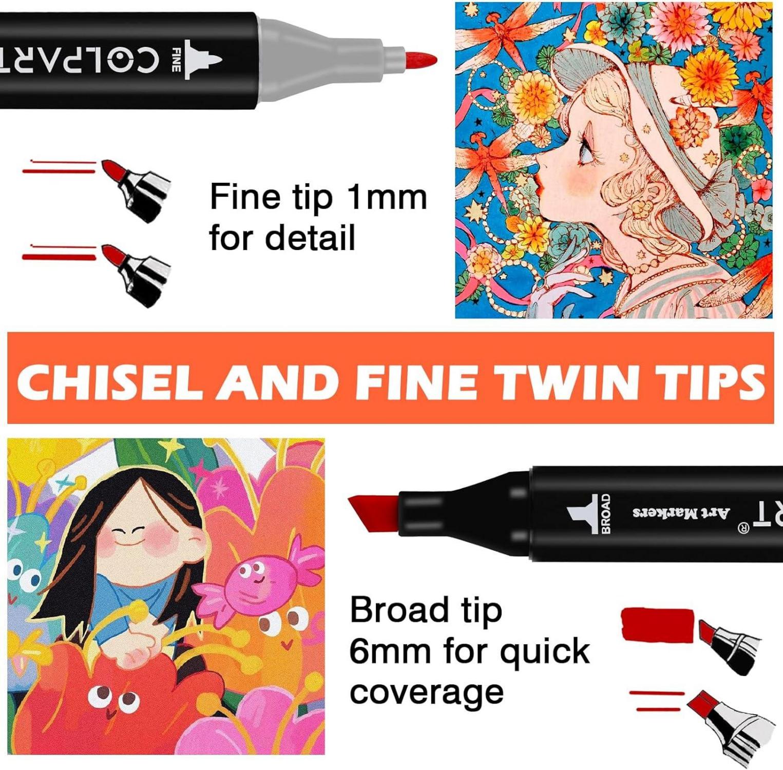 Colpart 168 Farben Alkohol Filzstifte Twin Marker Set für