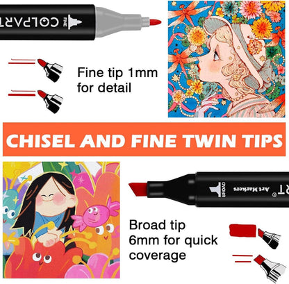 Colpart 168 Farben Alkohol Filzstifte Twin Marker Set für