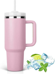 40 oz Thermobecher mit Strohhalm und Henkel, doppelwandiger Edelstahl