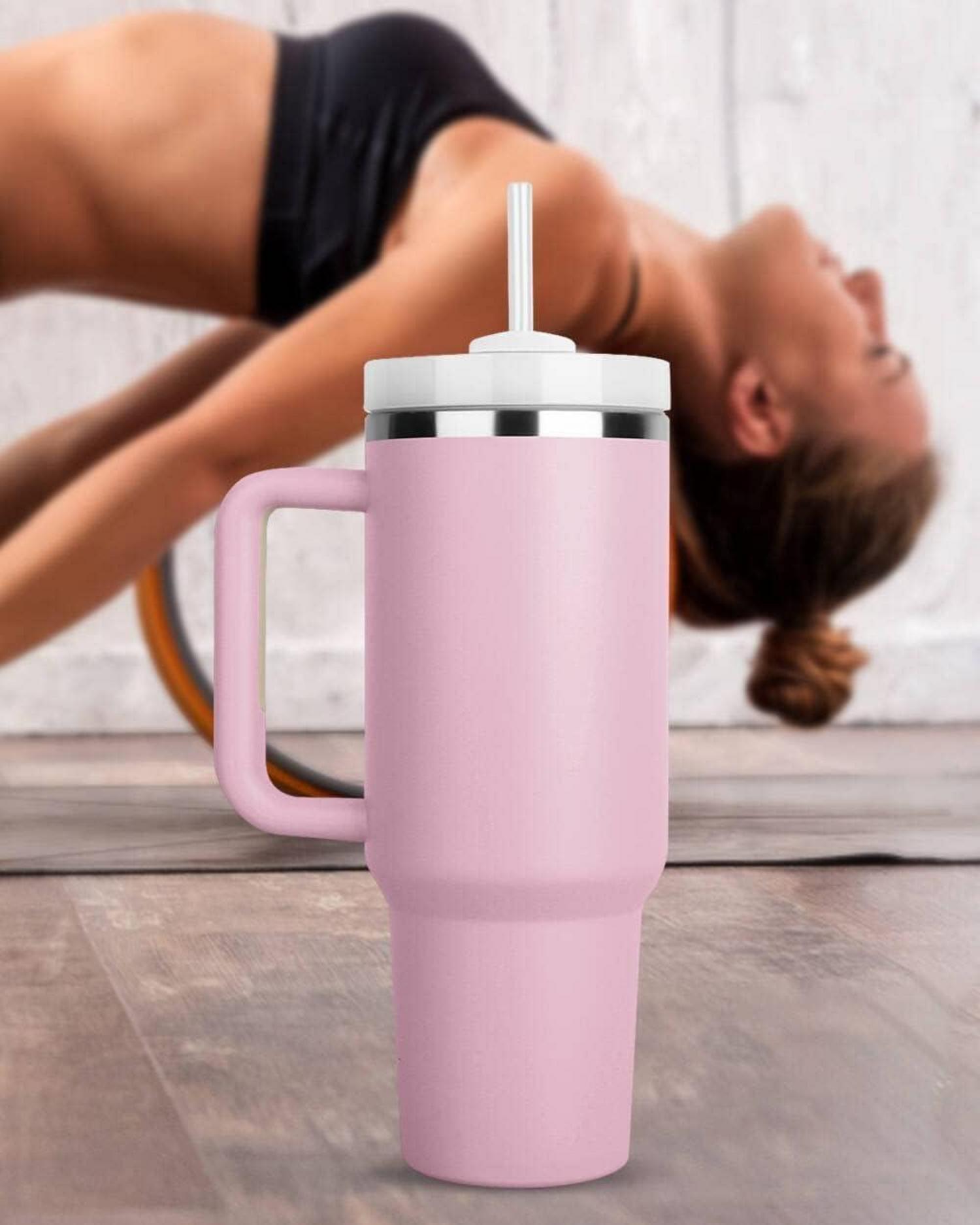 Thermobecher Edelstahl Vakuum Kaffeebecher Strohhalm Griff 40oz Lilac