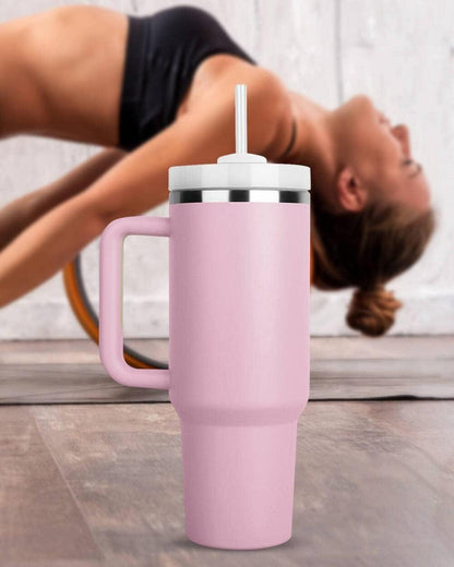 Thermobecher Edelstahl Vakuum Kaffeebecher Strohhalm Griff 40oz Lilac