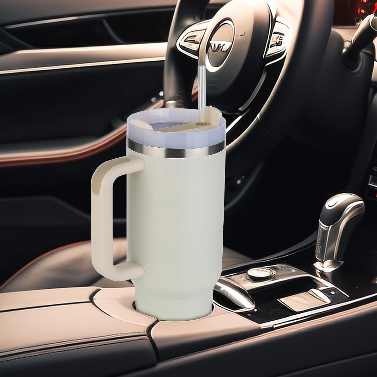 JFABL 40 oz Thermobecher mit Strohhalm und Henkel, Edelstahl Vakuum isolierter Kaffeebecher, Autobecher Tumbler für Heiß/Kaltgetränke, 1182 ml