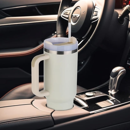 JFABL 40 oz Thermobecher mit Strohhalm und Henkel, Edelstahl Vakuum isolierter Kaffeebecher, Autobecher Tumbler für Heiß/Kaltgetränke, 1182 ml