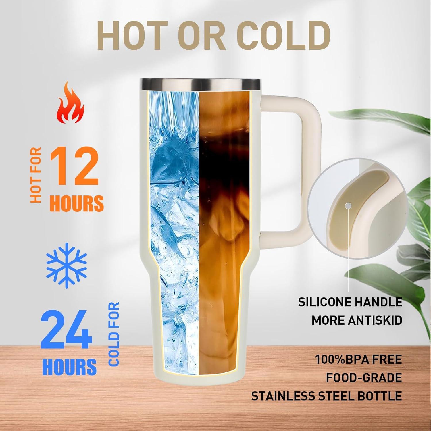 Isolierter Thermobecher 40oz Edelstahl Vakuum Kaffeebecher mit Strohhalm