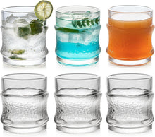 Vintage Drinking Glasses Set of 6 Whiskey Glassware Stackable Pattern