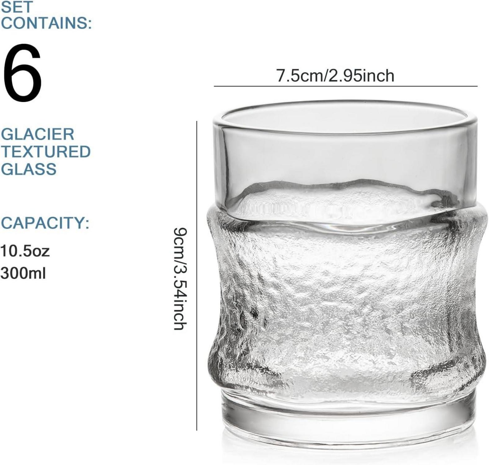 Vintage Drinking Glasses Set of 6 Whiskey Glassware Stackable Pattern