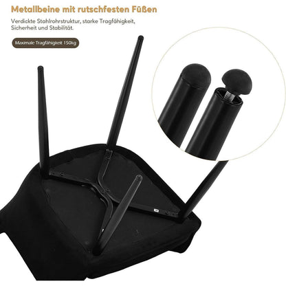 Samt Esszimmerstühle 2er-Set mit Armlehnen & Kissen Schwarz