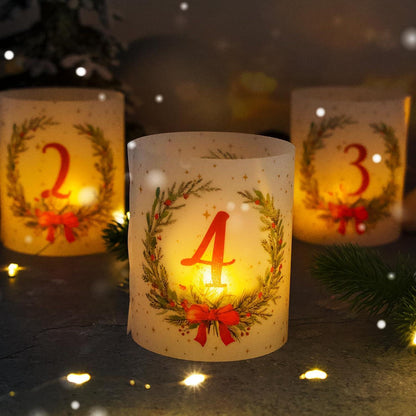 Adventszahlen Windlicht Tischdeko Kerzen Weihnachten Deko 12-teilig