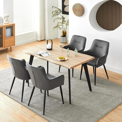 Samt Esszimmerstühle 2er-Set mit Armlehnen & Kissen, Grau