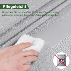 Duschvorhang Grau 120x200 Wasserdicht Antischimmel mit 8 Clips & 3 Gewichtssteine