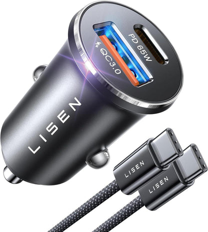 Zigarettenanzünder USB C Verteiler 66W Dualer PD65W Schnellladegerät