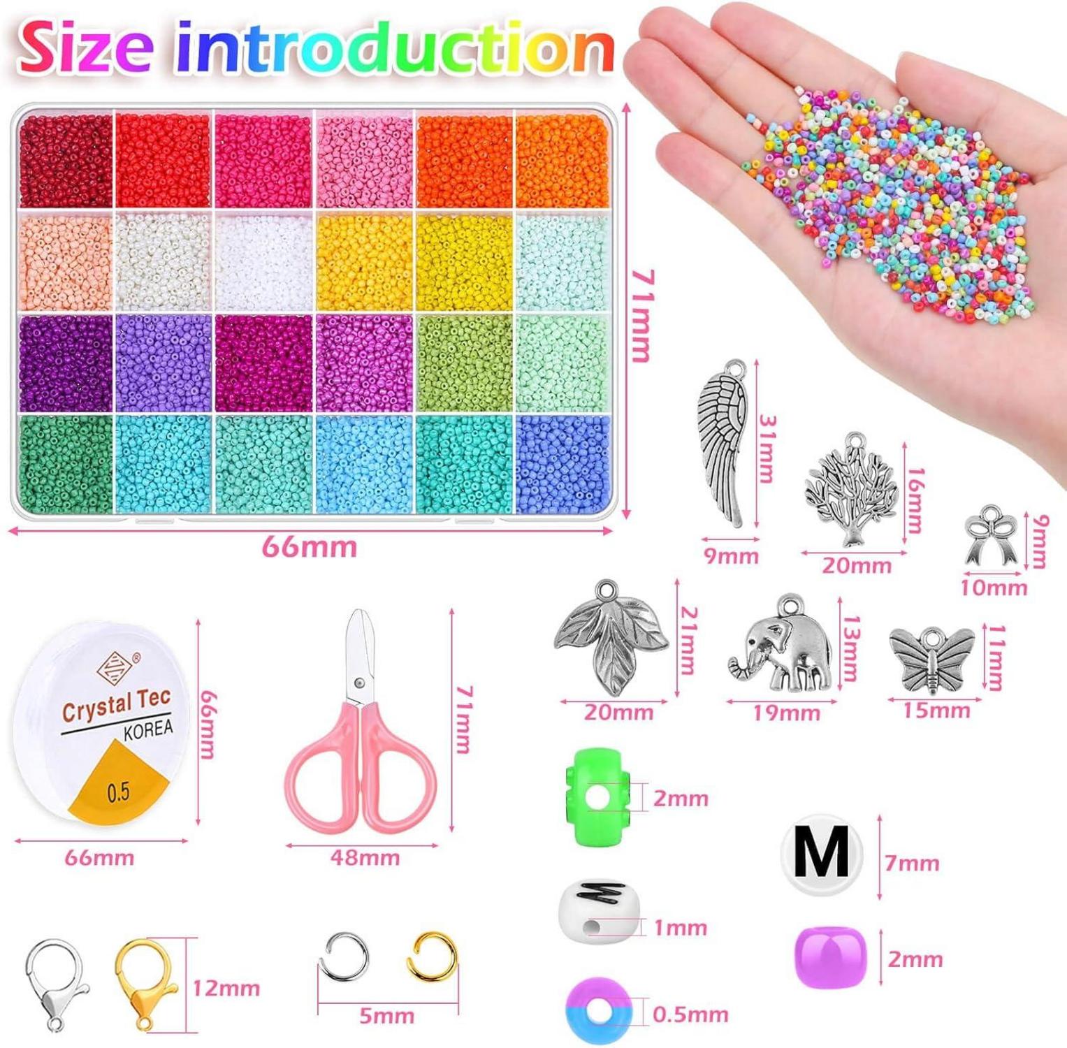 14400 Glasperlen Alphabet Buchstaben Set 2mm Armband selbst machen