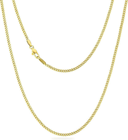 Diamantschliff Panzerkette 14K Gold Cuban Link Chain 2mm Goldkette