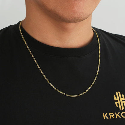 Edelstahl Panzerkette mit Diamantschliff 14K Gold Vergoldet 2mm 18