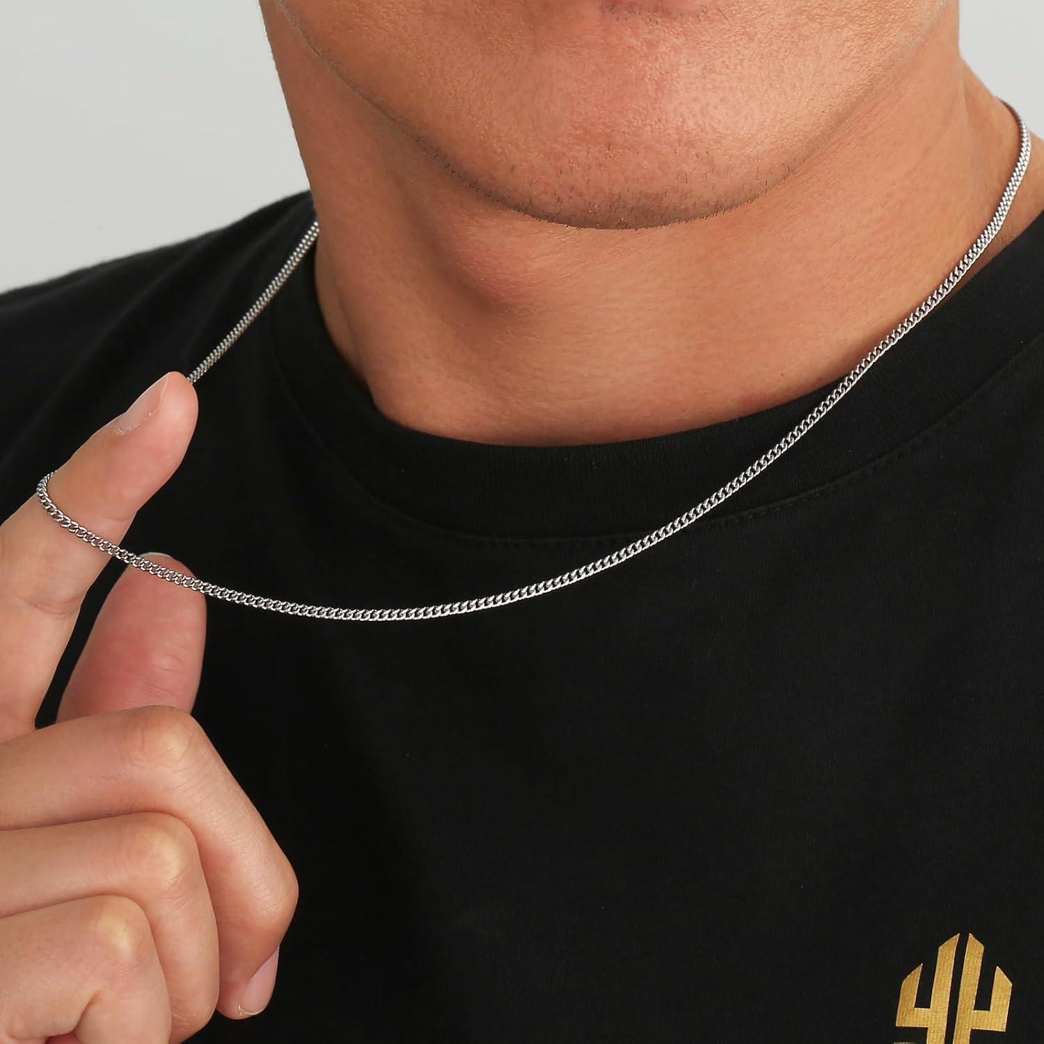 KRKC&CO 2mm Edelstahl Panzerkette mit Diamantschliff Gold Cuban Link