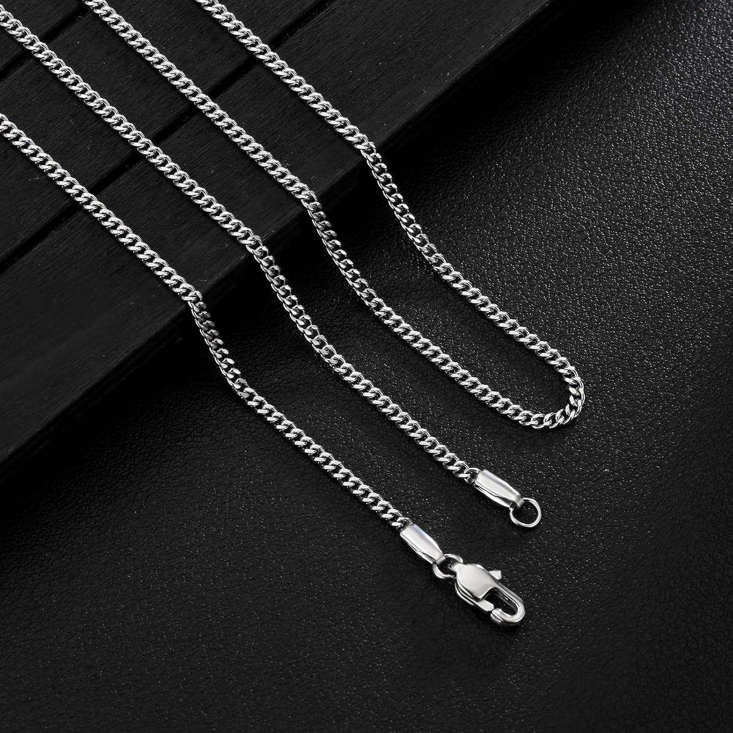 Halskette Herren Edelstahl 2mm Panzerkette Cuban Link Gold Silber KRKC&CO 61cm