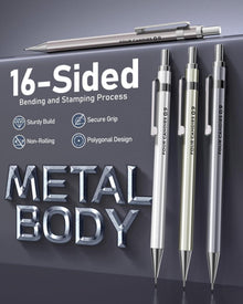 Professionelles 0,9 mm Druckbleistift-Set, Metall, 4