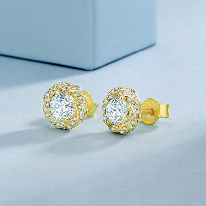 KRKC&CO Moissanit Ohrringe Damen Silber 925 Blume Ohrstecker 1,0/2,0 Karat Echter Diamant VVS1 Reinheit