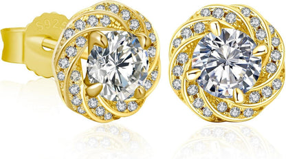 Damen Moissanit Ohrringe 1,0/2,0 Karat Halo Blume Silber 925 Weißgold