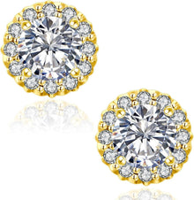 Damen Moissanite Ohrringe 925 Silber Halo Diamant 1,0/2,0 Karat VVS1