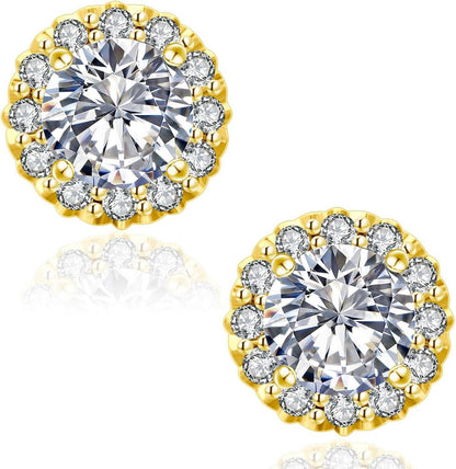 Damen Moissanite Ohrringe 925 Silber Halo Diamant 1,0/2,0 Karat VVS1