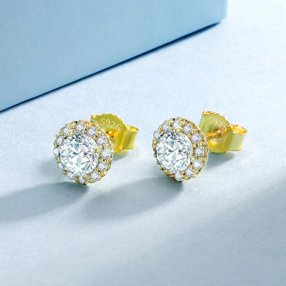 Damen Moissanite Ohrringe 925 Silber Blume Halo 1,0/2,0 Karat VVS1 Diamant