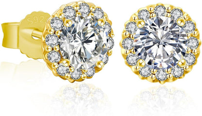 KRKC&CO Moissanit Blume Halo Ohrringe 925 Silber 1,0/2,0 Karat D Diamant