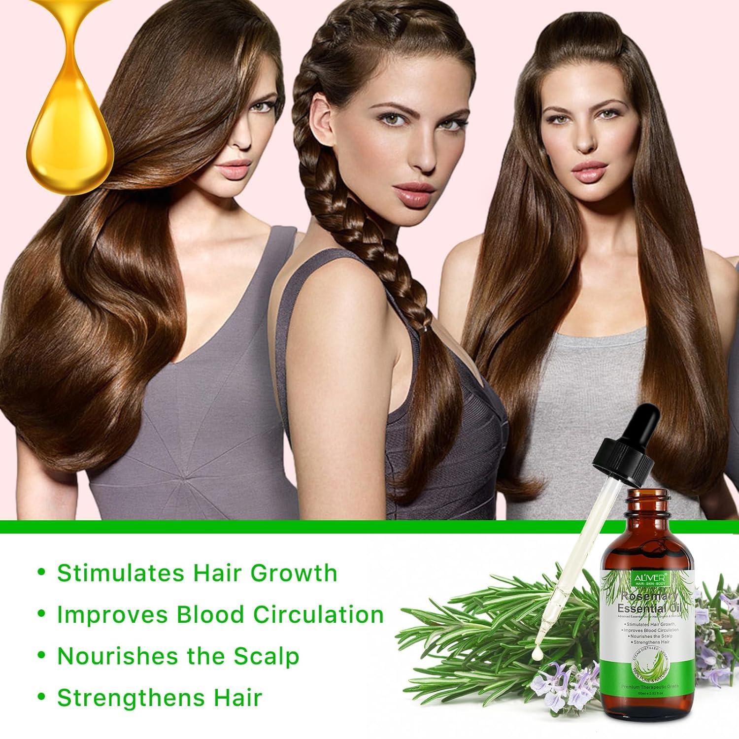 ATOANY Bio Rosmarinöl Haarwachstum 60ml mit Kopfmassagegerät