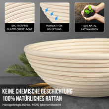 Gärkörb Set 2 Stück mit Zubehör und Liner, 100% Rattan