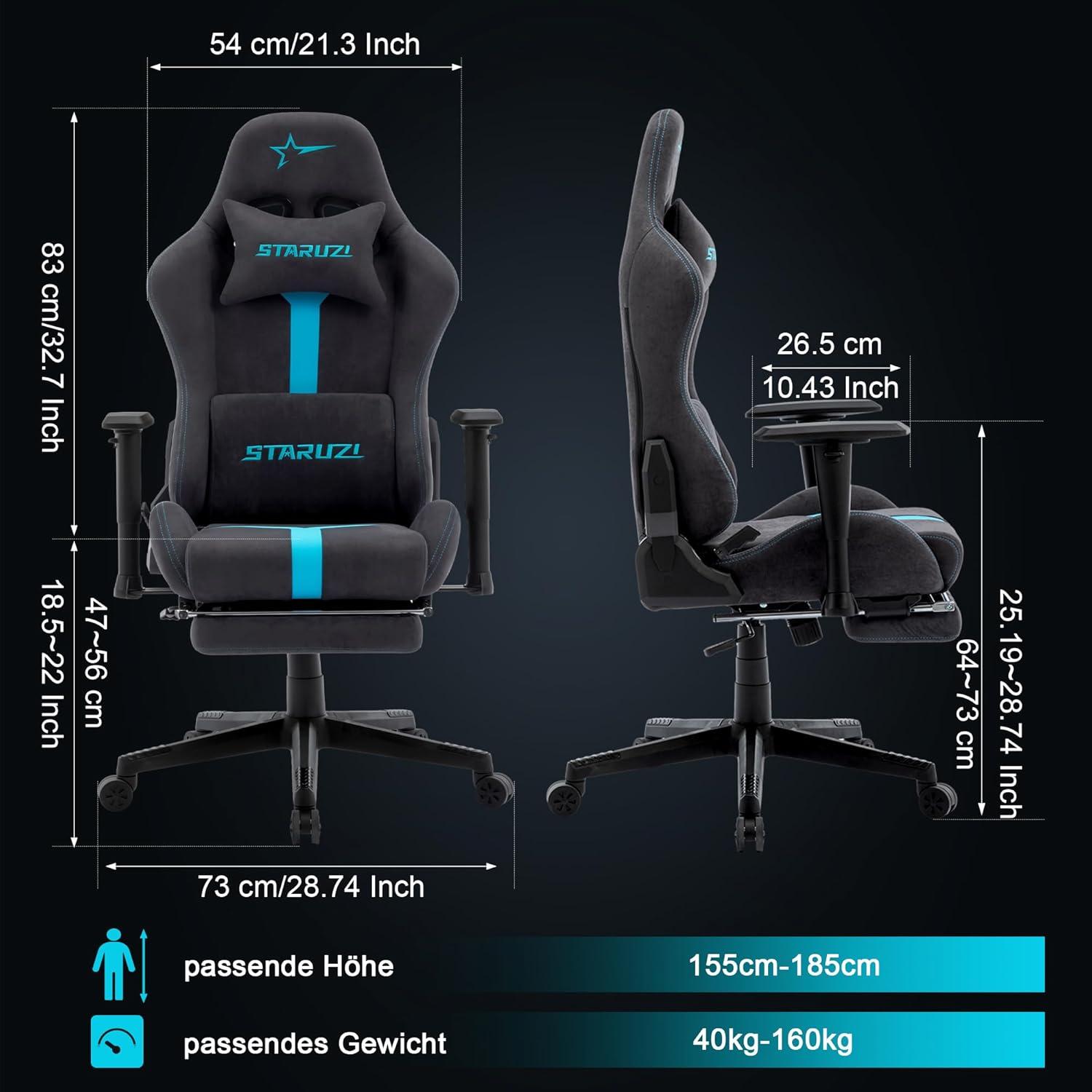 Ergonomischer Gaming Stuhl aus Wildlederimitat